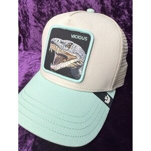 Goorin Bros Cap Vicious Snake Patch Trucker Hat White/Mint Mesh Back Snap